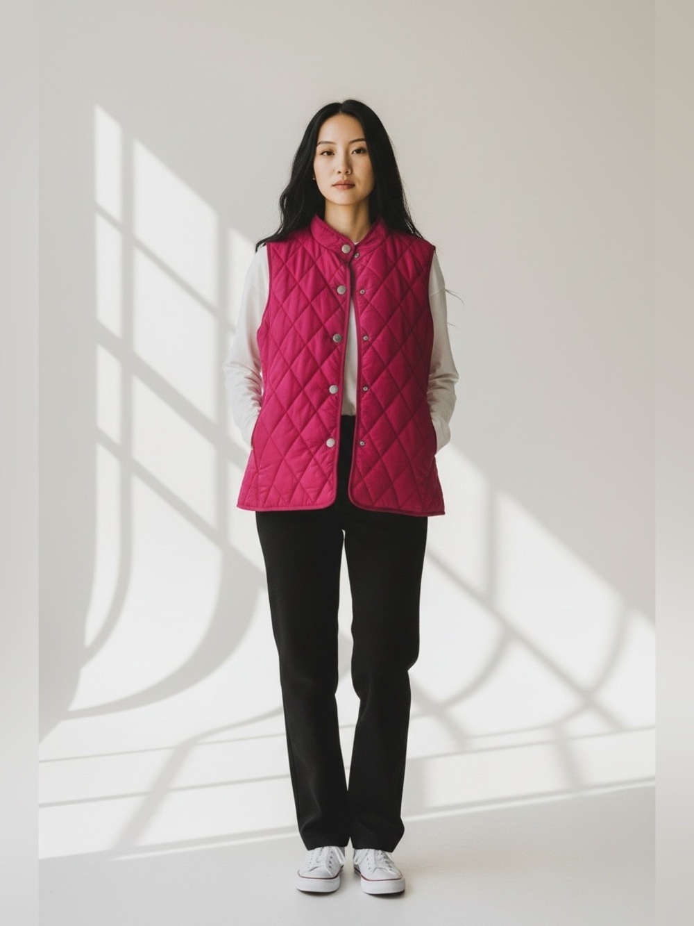 Kenneth Cole Quilted Mid Length Women’s Wine Vest Size Large NWT
